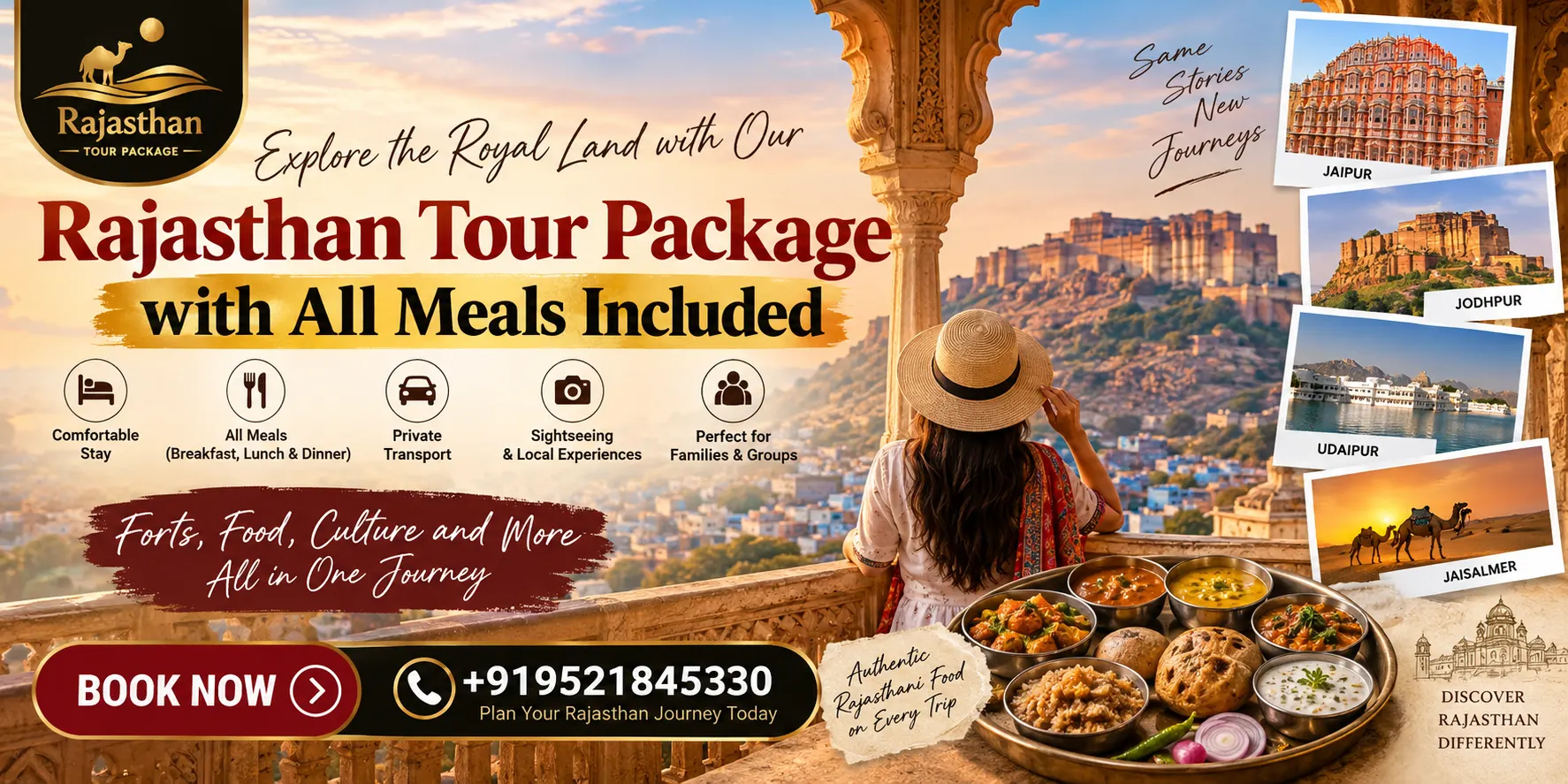 Rajasthan tour package with all meals included covering Jaipur Jodhpur Udaipur and Jaisalmer