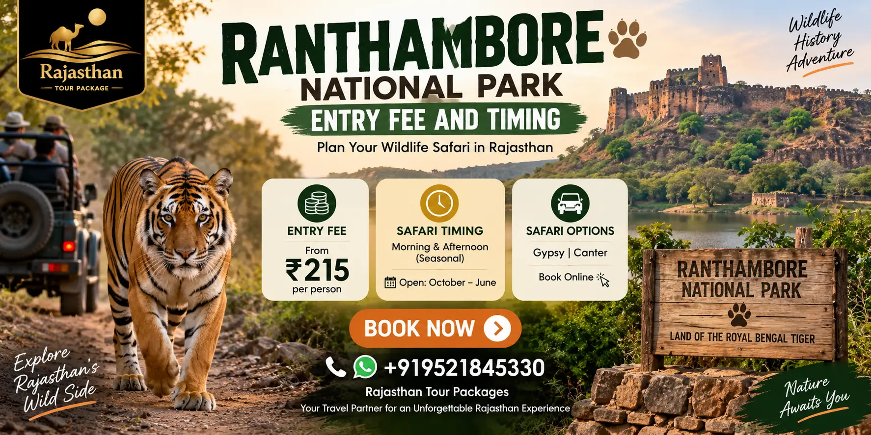 Ranthambore National Park entry fee and timing 2026